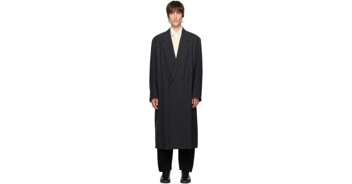 Lemaire Maxi Double Breasted Coat in Black for Men | Lyst
