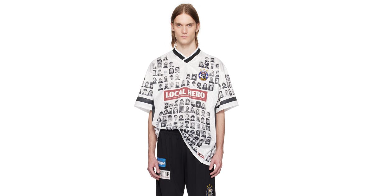 Martine Rose Printed 'Local Hero' Football Jersey in White for Men