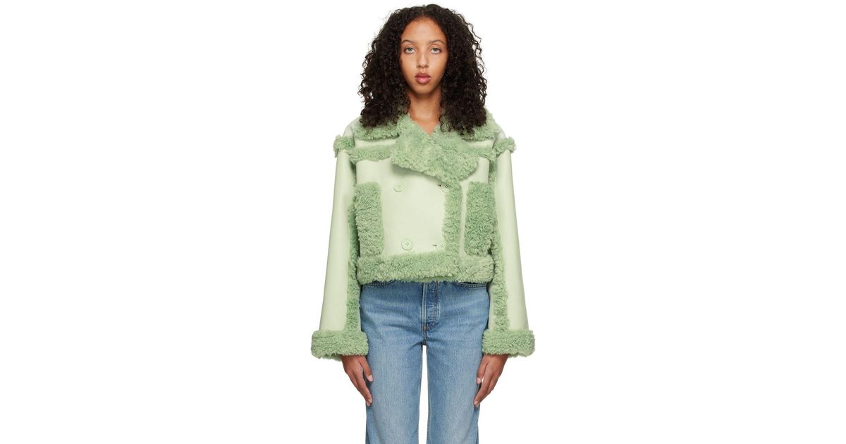 Stand Studio Ssense Exclusive Green Kristy Fauxshearling Jacket Lyst