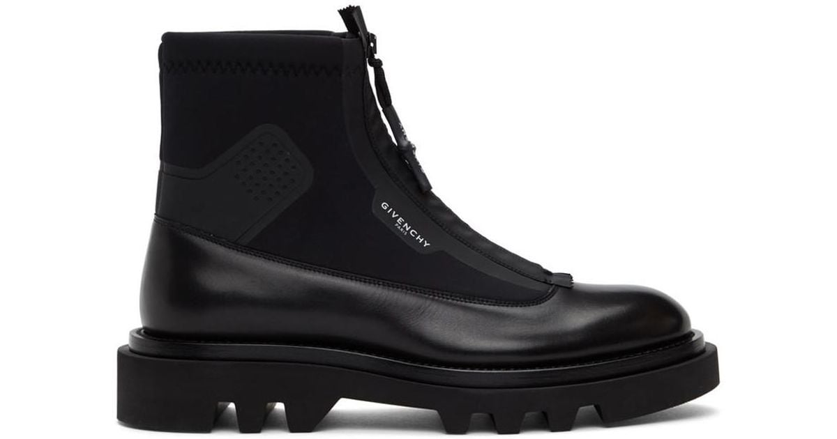 Givenchy Black Neoprene Combat Boots for Men | Lyst