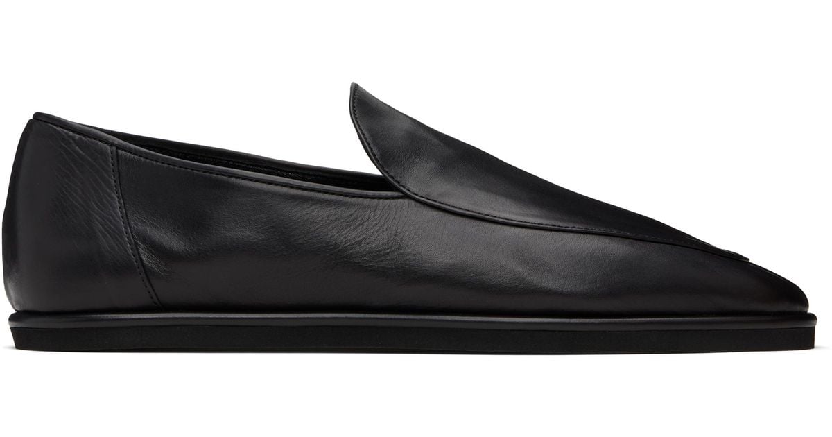 AURALEE Soft Leather Loafers in Black | Lyst