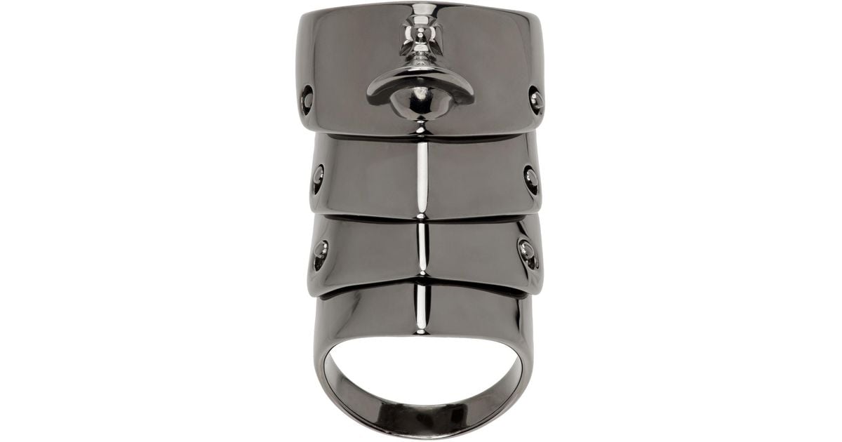 Vivienne Westwood Gunmetal Armour Ring in Grey for Men | Lyst UK