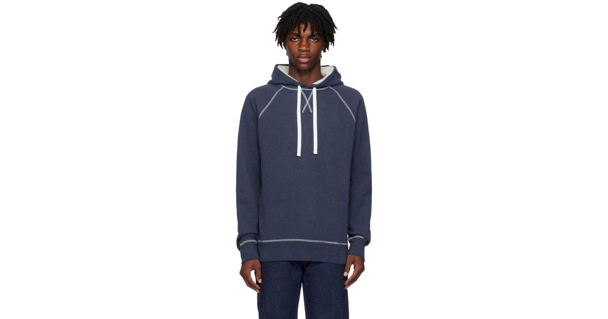Sunspel Blue Contrast Stitching Hoodie for Men Lyst