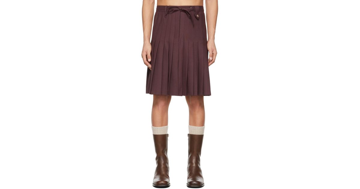 Egonlab Wool Ssense Exclusive Burgundy Tailoring Skirt in Brown for Men ...