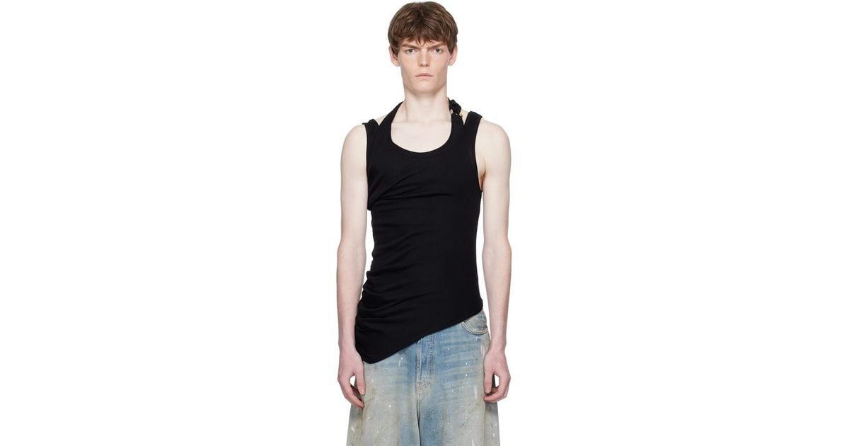Jean Paul Gaultier Twisted Double Layered Tank Top in Black for
