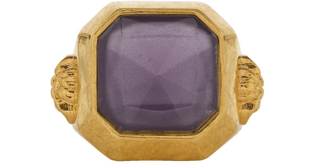 Versace Gold And Purple Gem Ring in 