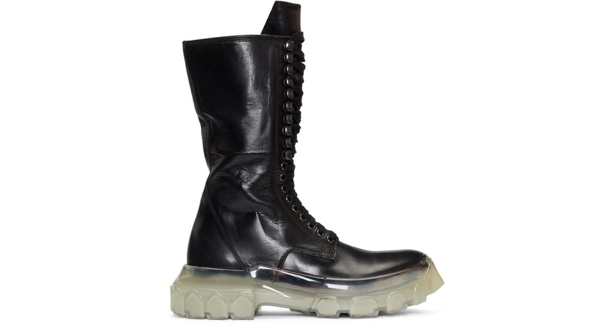 Rick Owens Black Clear Sole Tractor Boots for Men | Lyst