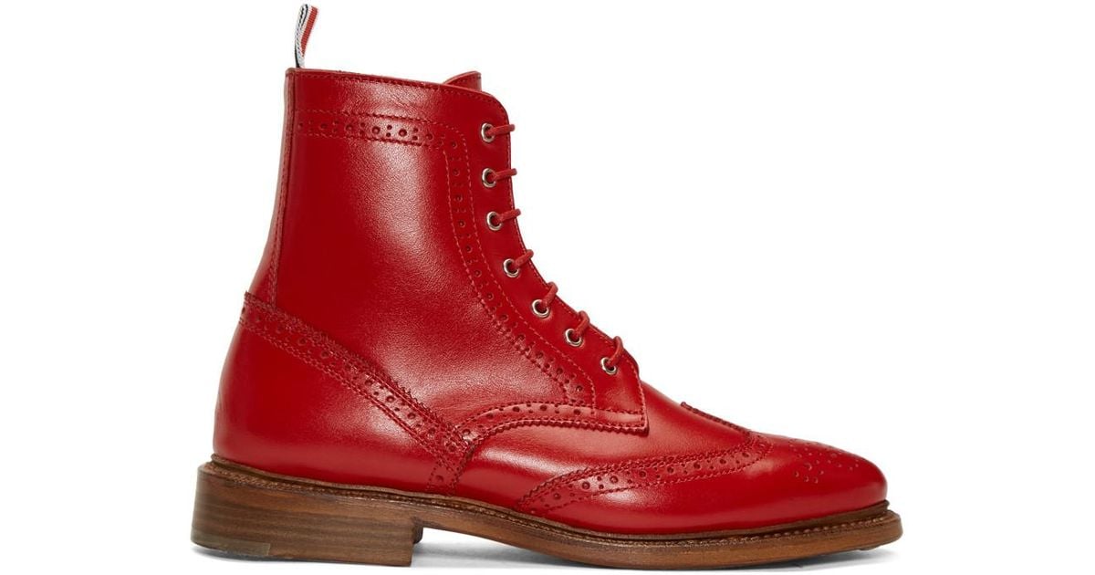 red wingtip boots