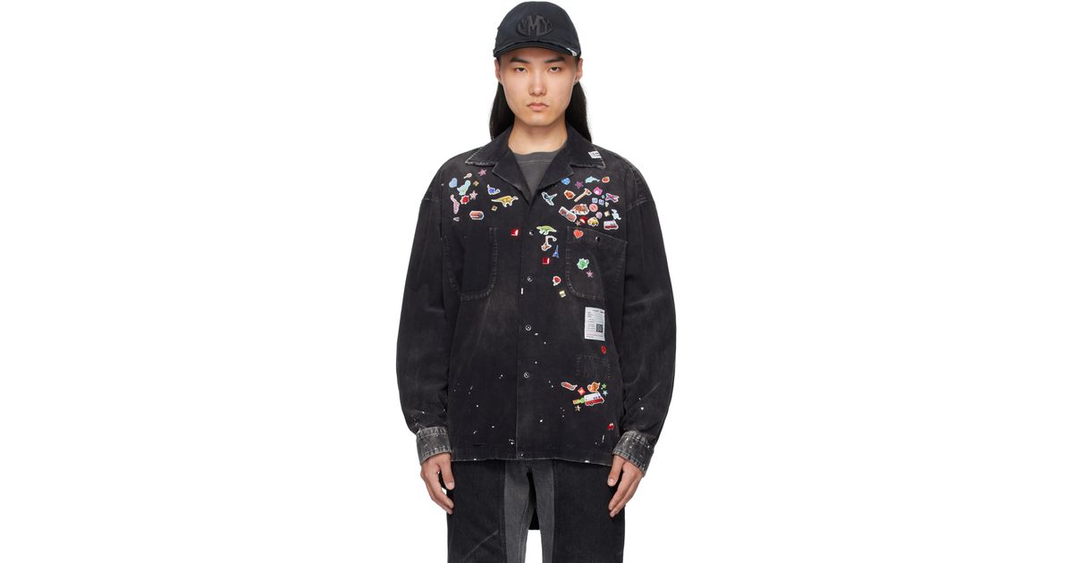 トップス Maison MIHARA YASUHIRO CORDUROY STICKER Maison Mihara Yasuhiro Sticker Printed Corduroy Shirt in