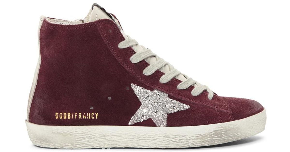 Burgundy Suede Francy Sneakers - Lyst