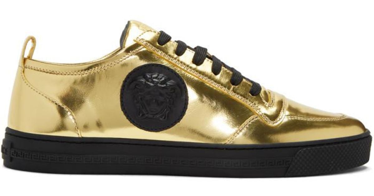 Versace Leather Gold Medusa Sneakers in 