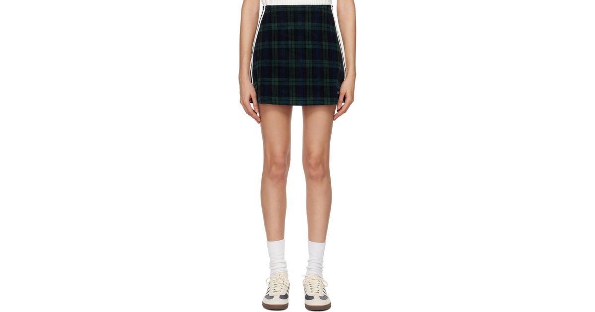 adidas Originals Corduroy Tartan Miniskirt in Black | Lyst UK