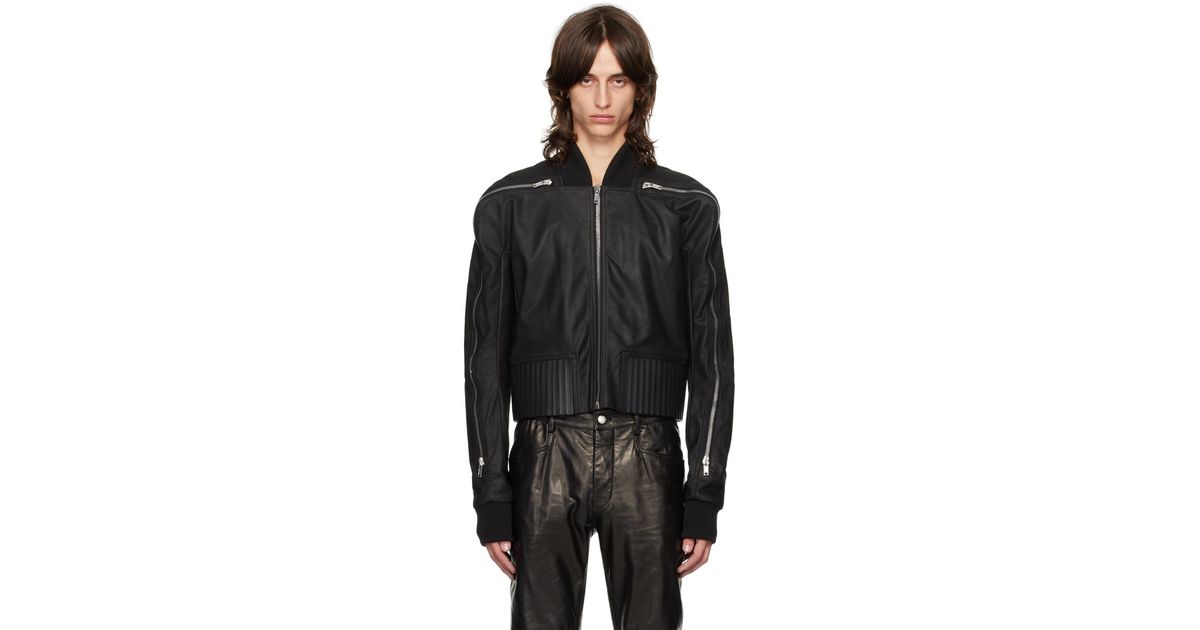 Rick Owens Porterville Seb Zip Leather Bomber Jacket in