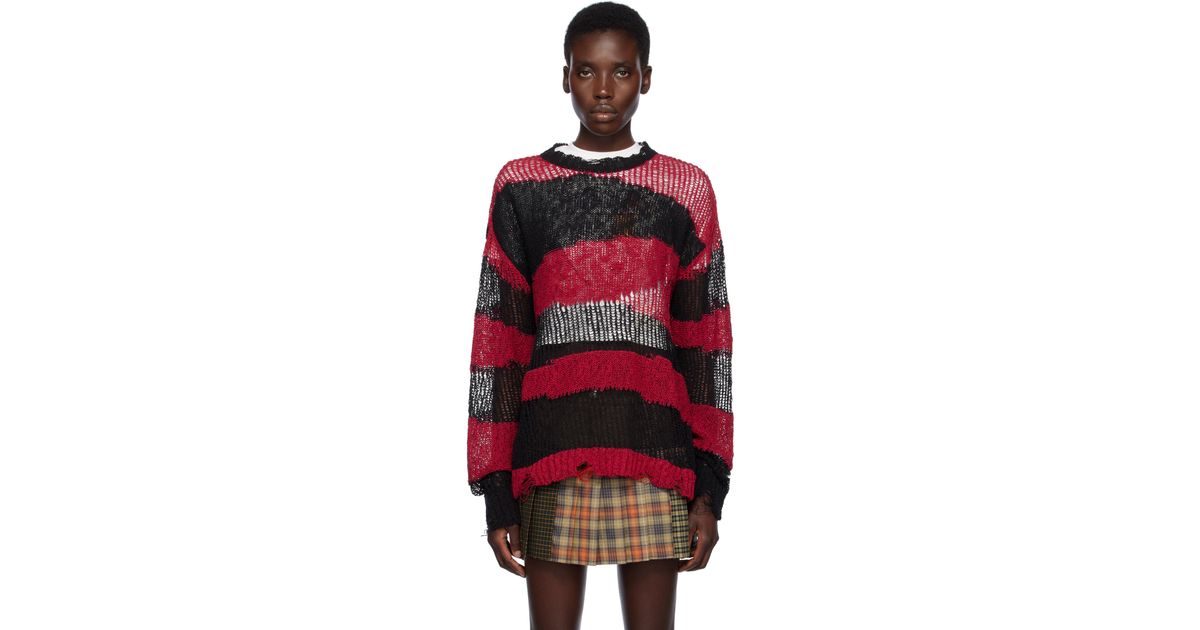 ANDERSSON BELL Stripe Crew-Neck Sweater in Red | Lyst