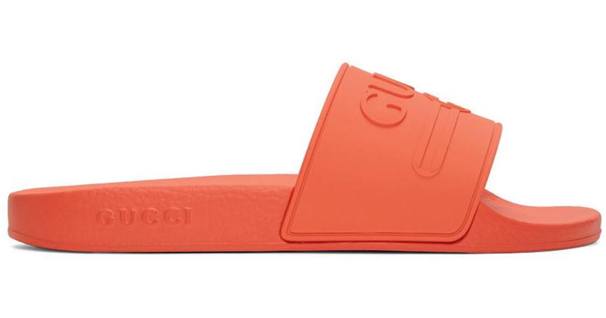 orange gucci slides