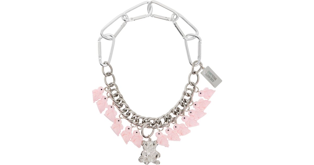 Chopova Lowena Bun Bear Carabiner Necklace in Pink | Lyst UK