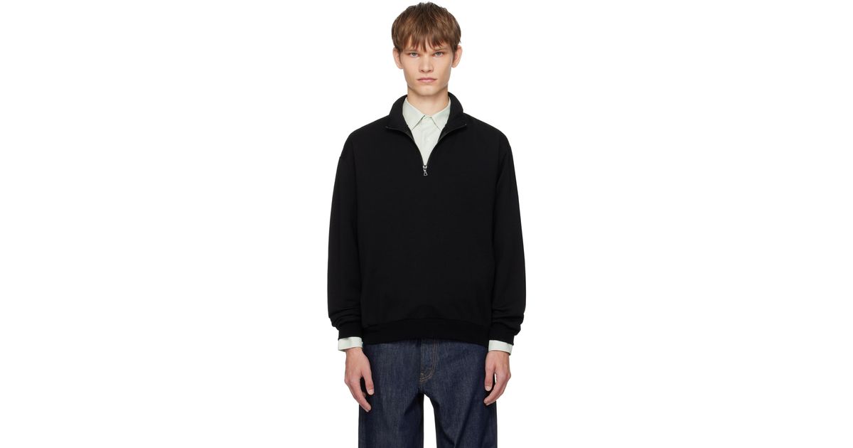AURALEE Light Wool Sweat Half Zip Sweatshirt in Black for Men | Lyst