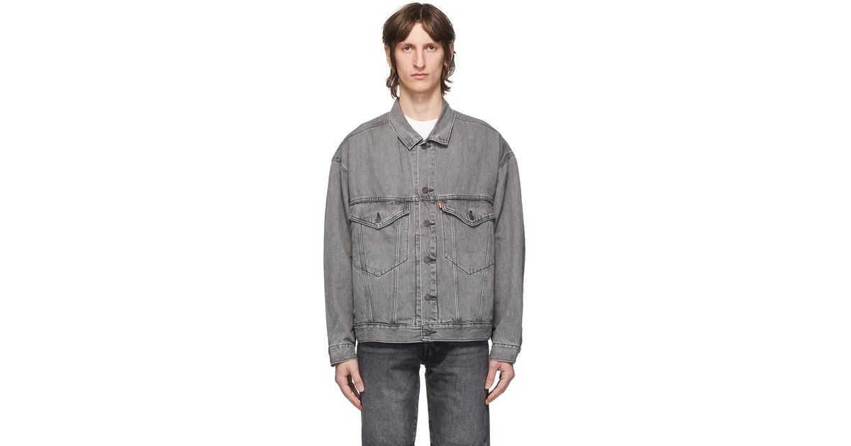 Levi's Grey Denim Stay Loose Trucker Jacket in Gray for Men | Lyst