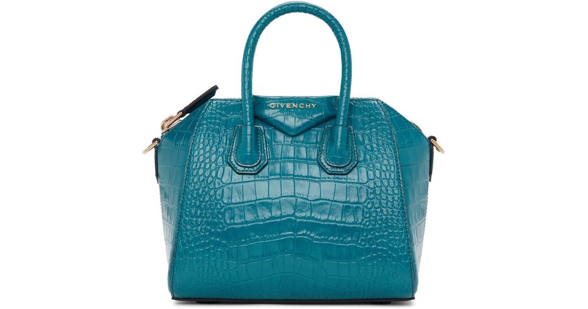 Givenchy Blue Croc Mini Antigona Bag | Lyst Australia