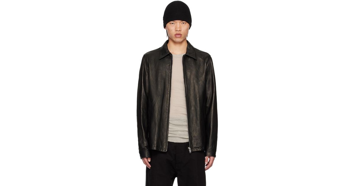 メンズ Rick Owens Porterville Brad レザージャケット ブラック
