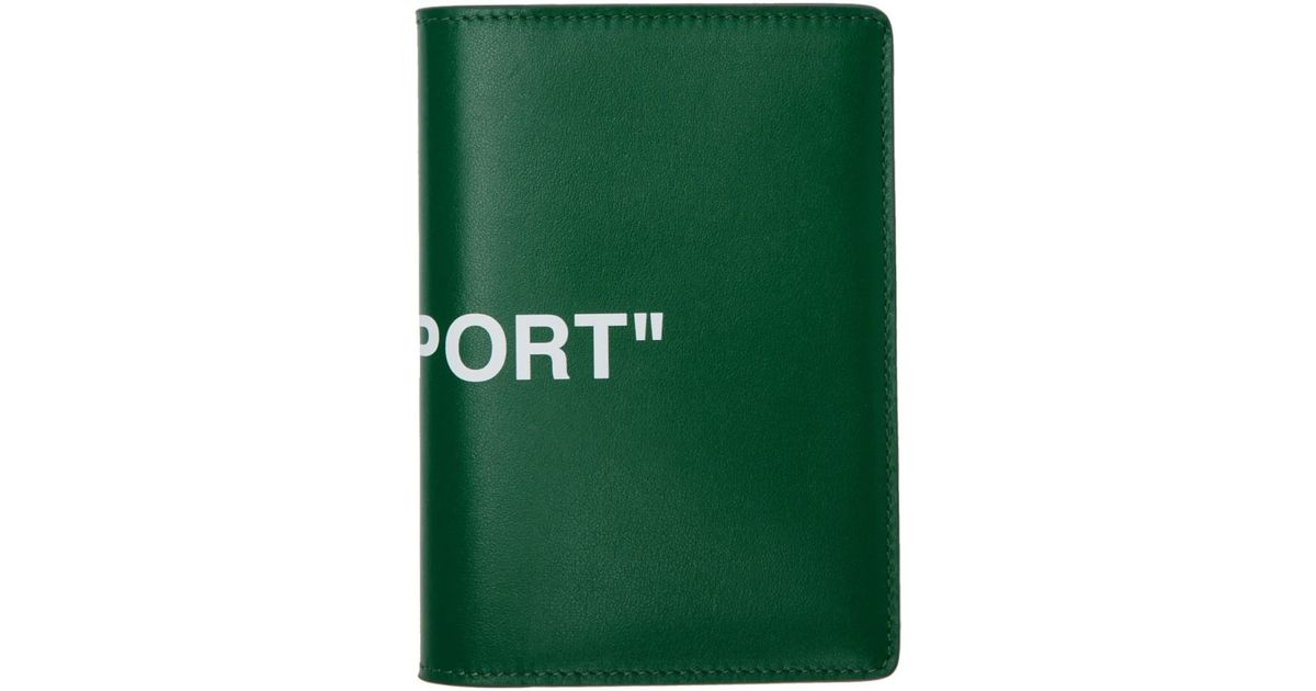 Off-White c/o Virgil Abloh Leather Green Quote Passport Holder for 