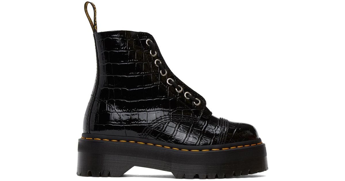dr martens womens sinclair patent lamper croc zipper bootie