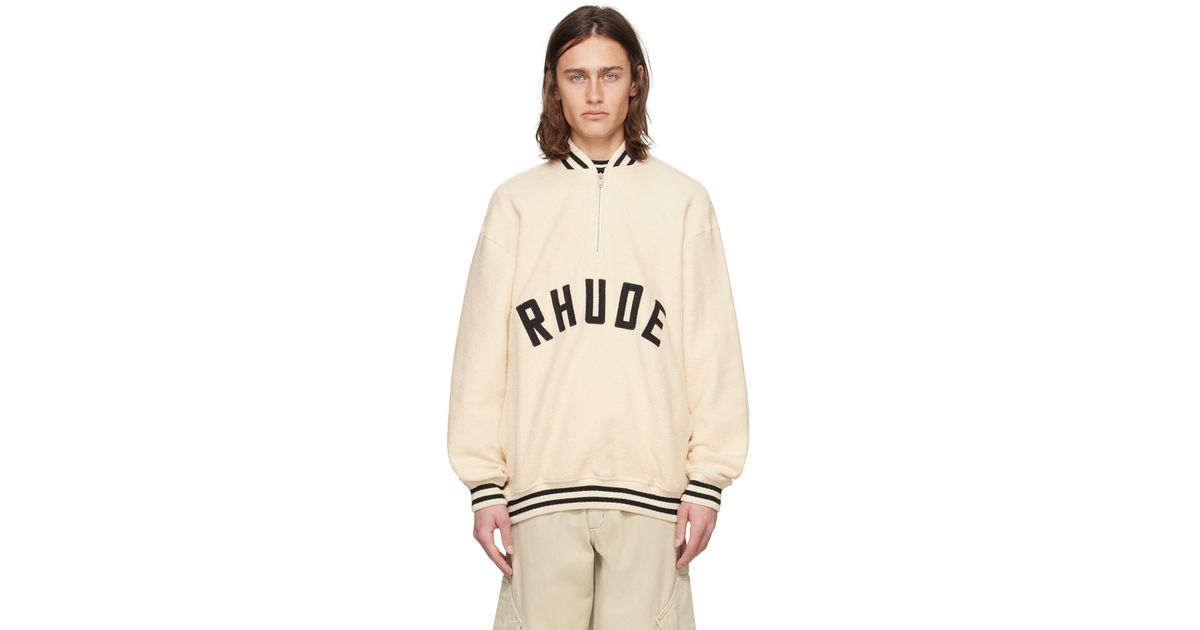 【関税込み】Rhude オフホワイト ハーフジップ スウェットシャツ メンズ Rhude オフホワイト ハーフジップ スウェットシャツ