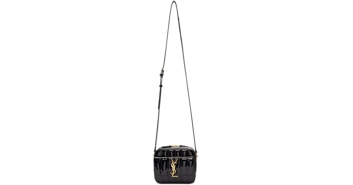 Yves Saint Laurent Vicky Mini Black Patent Leather Camera Bag NWOT MSRP  $2500