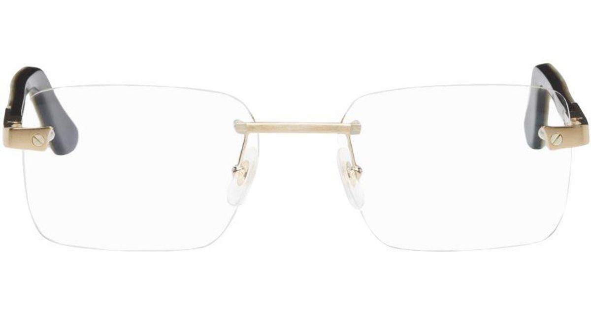 Cartier Gold Santos Glasses in Black for Men Lyst