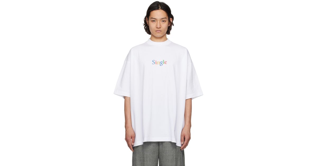 国内発送☆VETEMENTS☆SINGLE OVERSIZED T-SHIRT/WHITE Vetements 'Single' Oversized T-Shirt in White for Men | Lyst