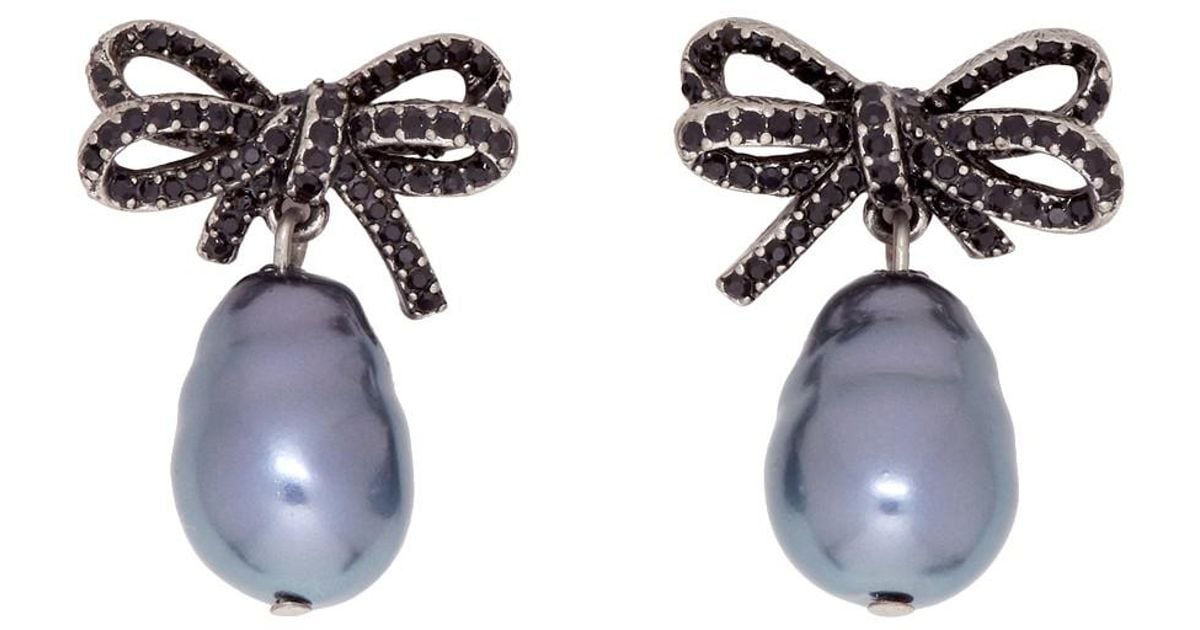 Marc Jacobs Black Small Bow Pearl Earrings Marc Jacobs Black Small Bow Pearl Earrings
