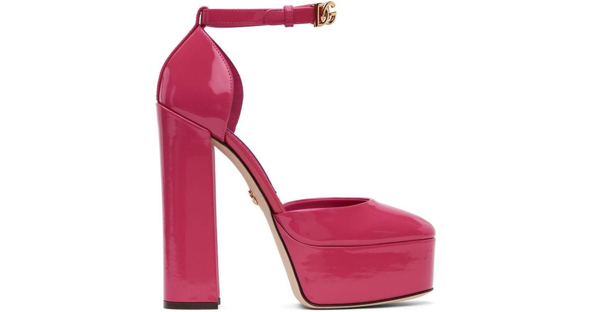 Dolce & Gabbana Pink Polished Platform Heels | Lyst