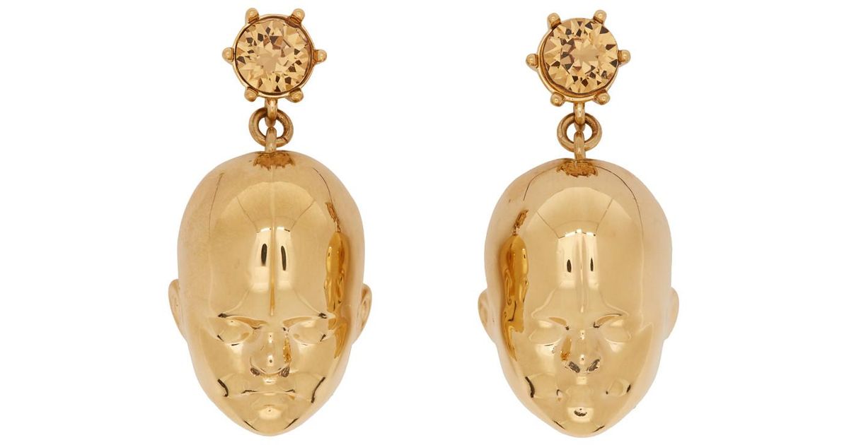 Burberry Gold Doll Head Drop Earrings in Metallic Lyst