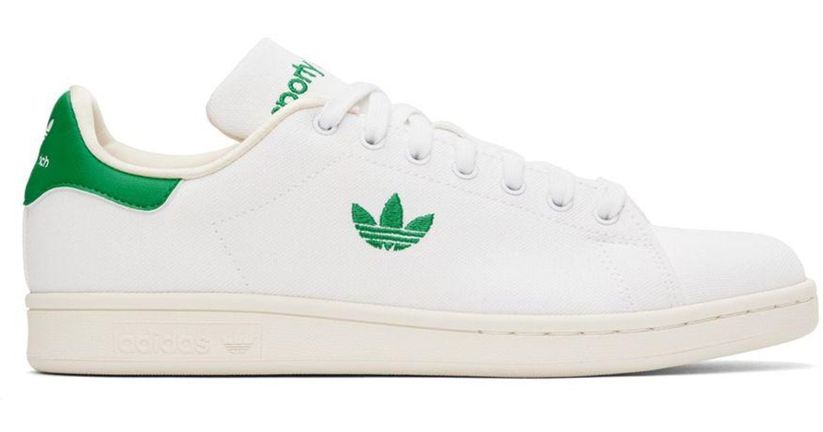Originals stan smith sneakers top in white and green