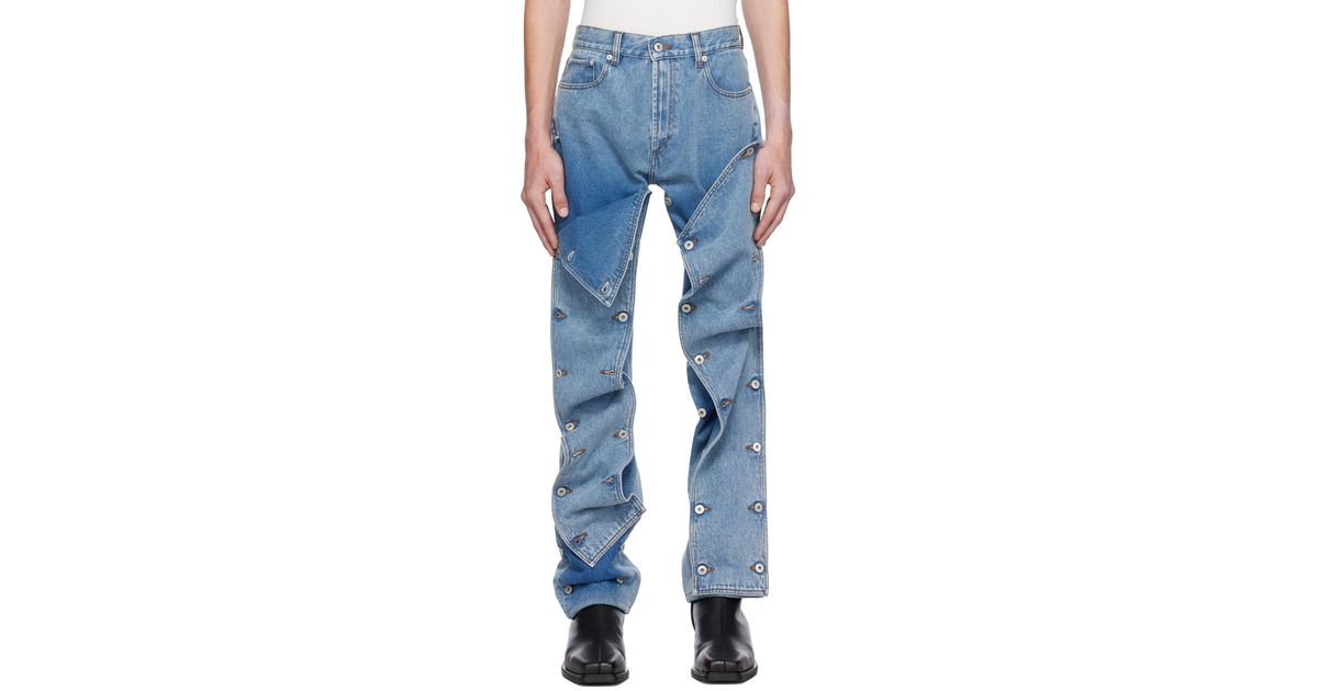 【関税込み】Y/Project ブルー Snap Off ジーンズ Y/Project Snap-Off Jeans | Blue | FARFETCH