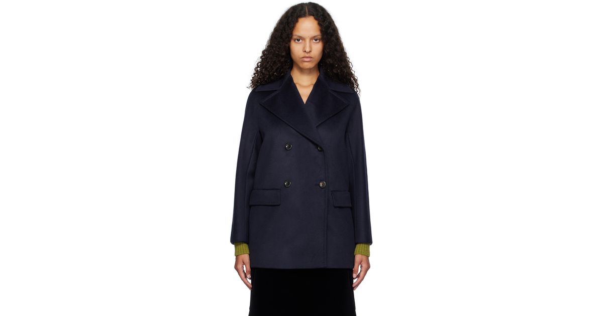 【関税込み】Max Mara ネイビー Kent ショート ピーコート ショートラン] ビーバー ピーコート, black | MAX&Co.
