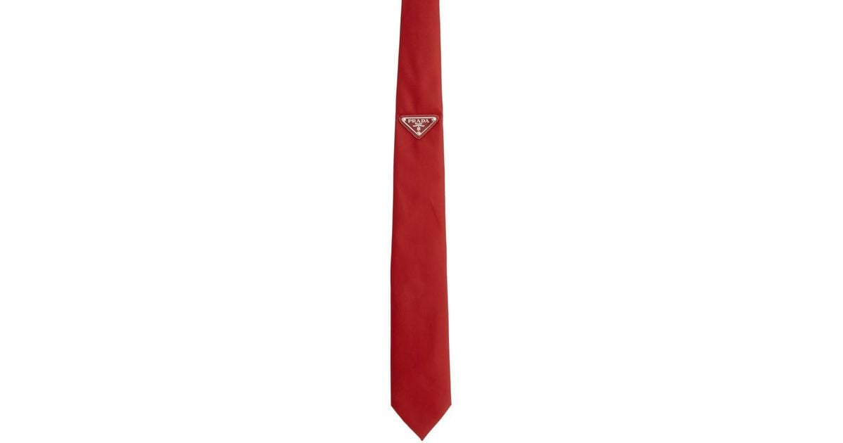 Prada Red Gabardine Tie for Men Lyst