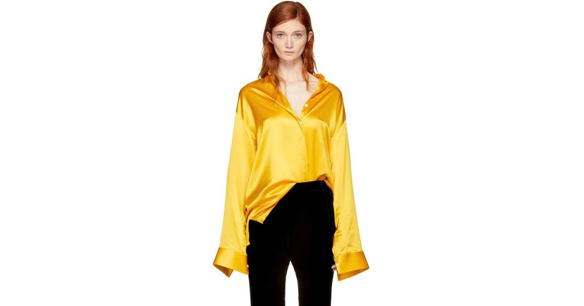 yellow silk shirt