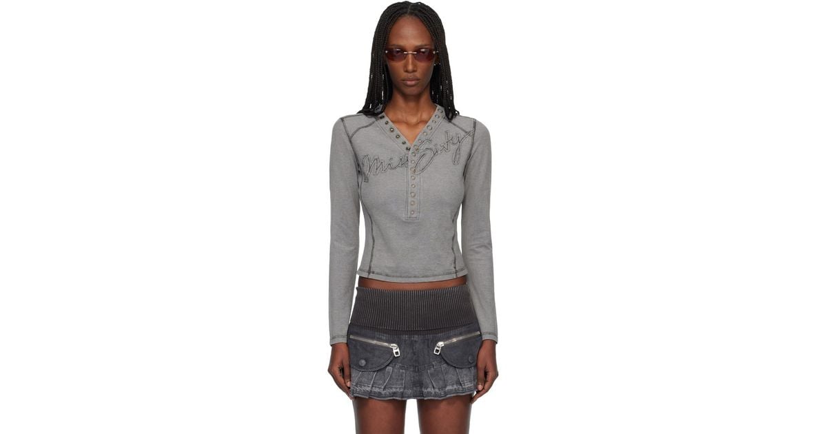 Miss Sixty Knwls Edition Logo Patchwork Top in Grey | Lyst UK