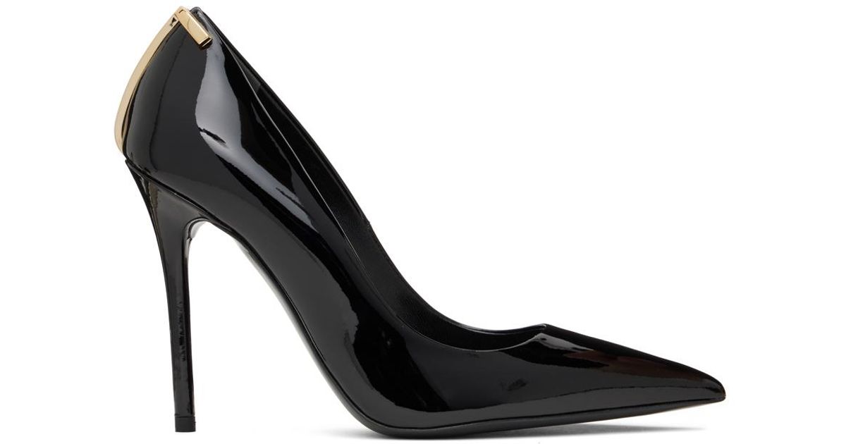 Tom Ford Leather Black Iconic 't' Pump Heels | Lyst UK