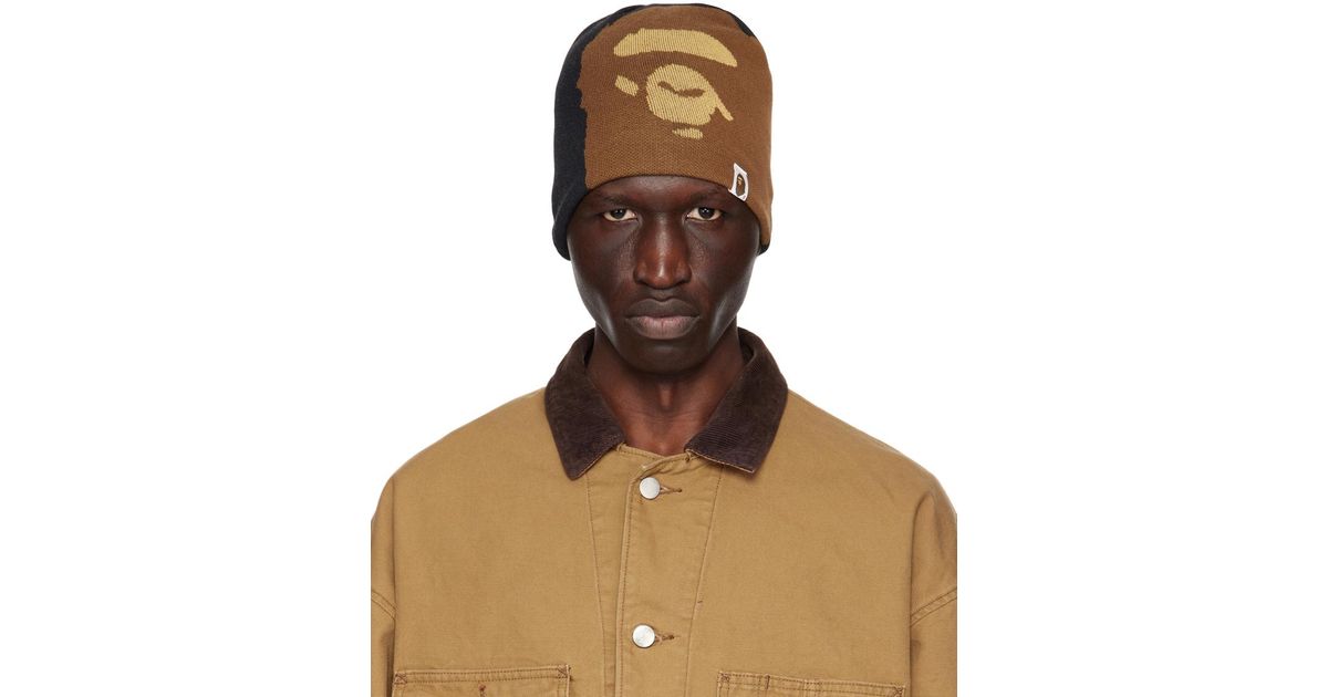 A Bathing Ape Ape Head Beanie in Brown for Men Lyst Australia