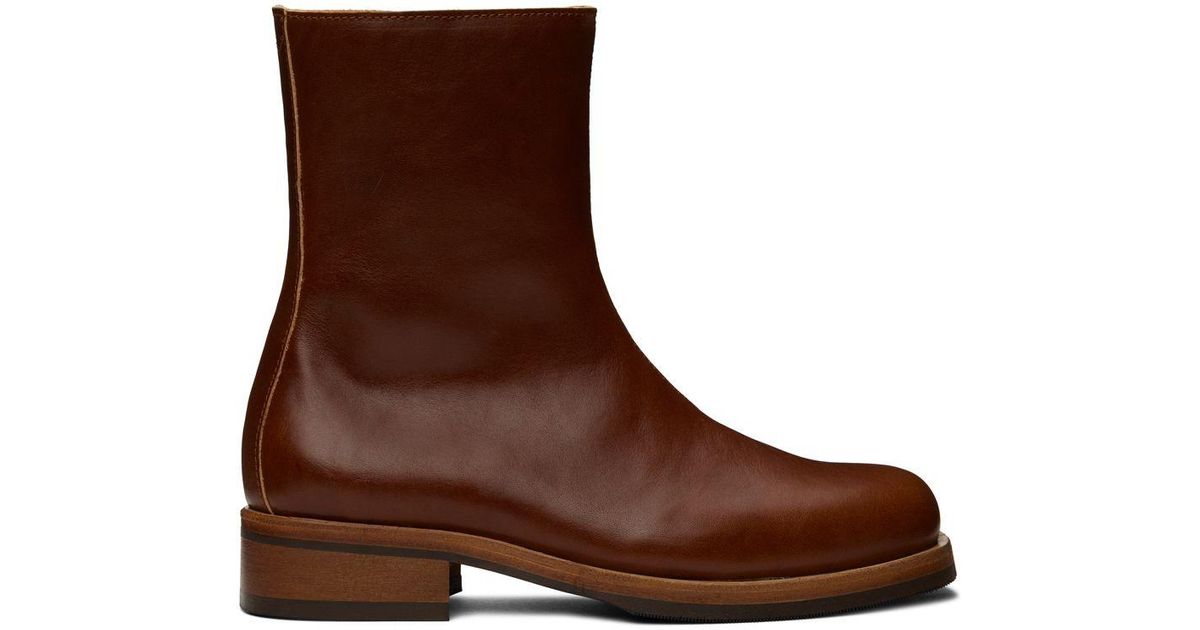 Our Legacy Leather Camion Boots in Cognac Brown Leather (Brown) for Men