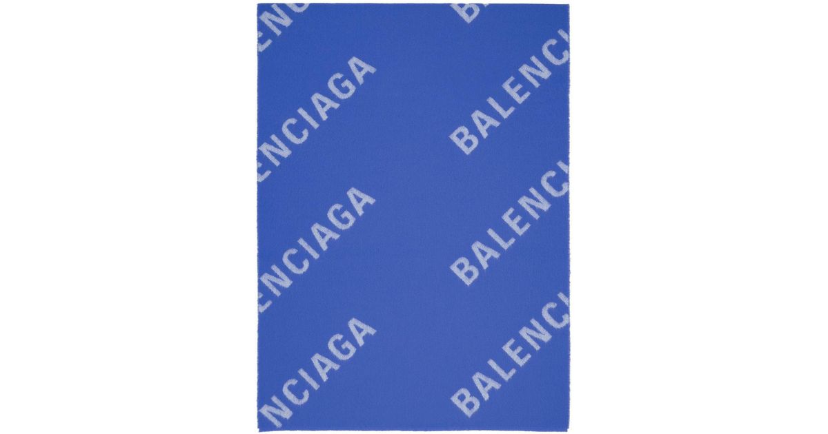 Balenciaga Blue & White Allover Macro Scarf | Lyst