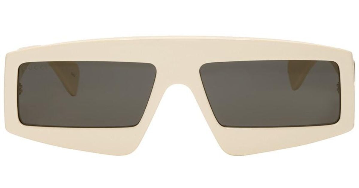 Gucci Off-white Rectangular Sunglasses for Men | Lyst