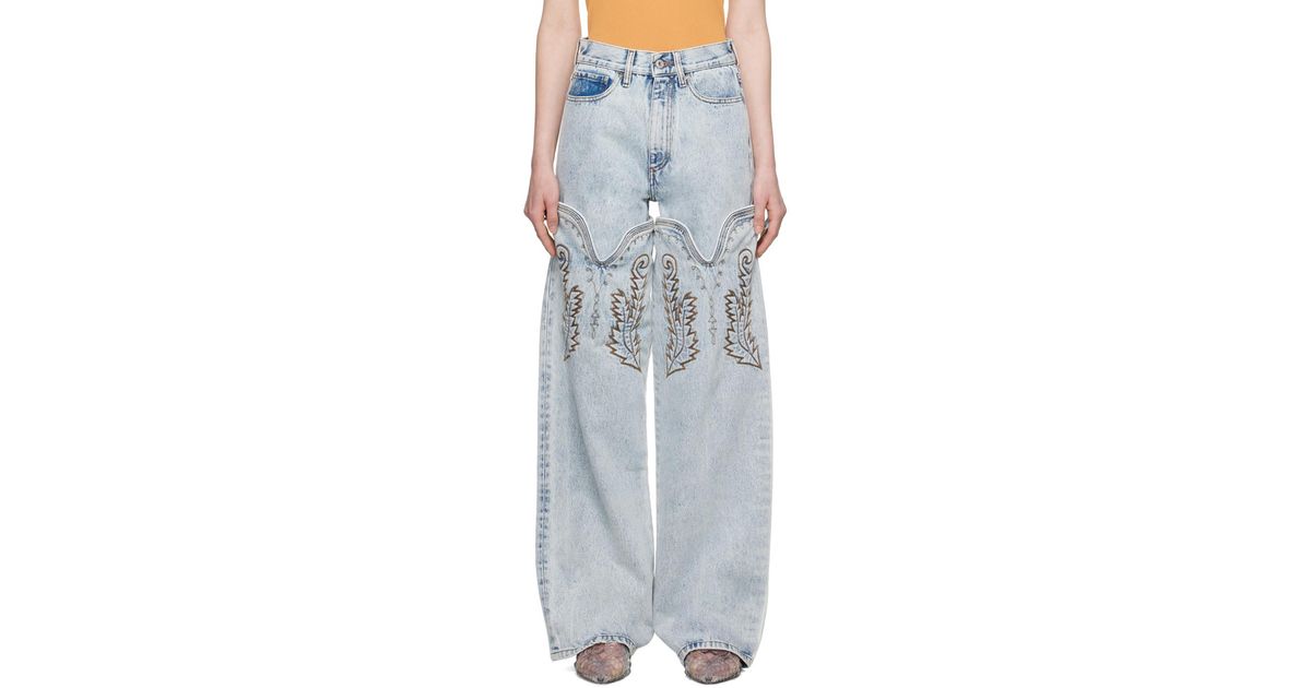 Y. Project Blue Cowboy High Cuff Jeans in Black | Lyst Australia