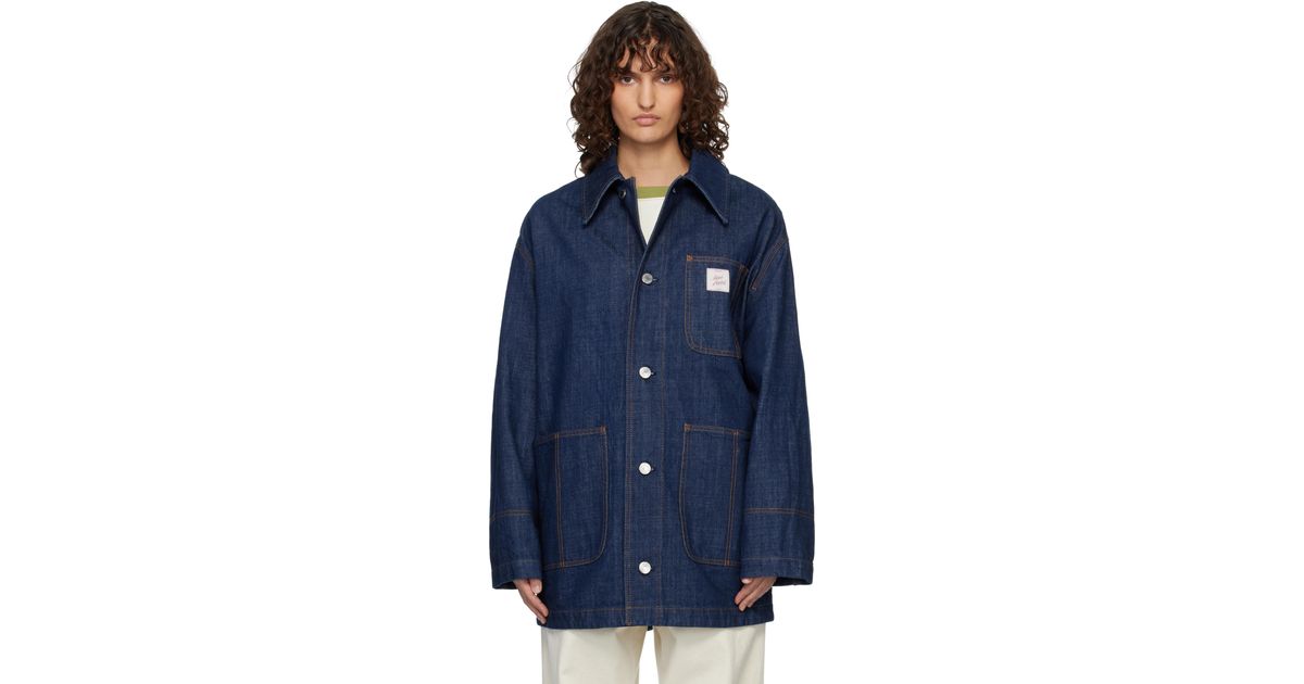 Ami Paris Cotton Heritage' Label Worker Jacket in Blue | Lyst UK