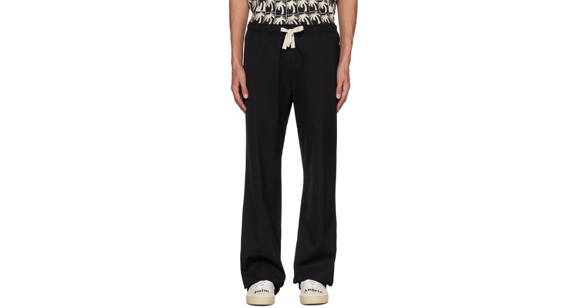 Palm Angels Black Embroidered Trousers for Men | Lyst