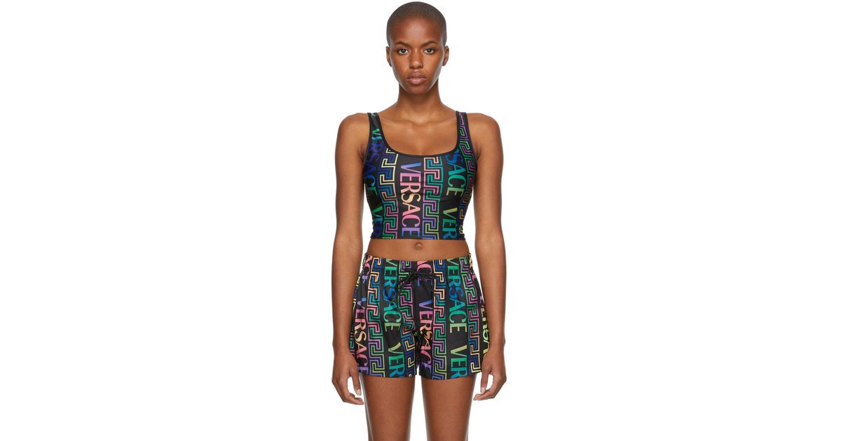 Versace Black Greca Neon Print Tank Top Lyst