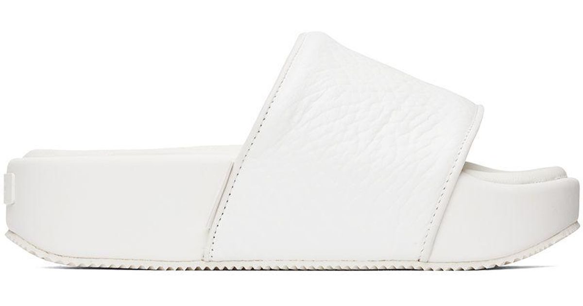 Y3 White Leather Platform Slides in Black Lyst