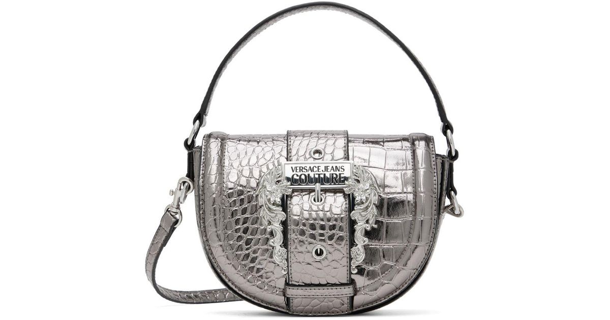 Versace Jeans Couture Gray Crocembossed Bag in Metallic Lyst
